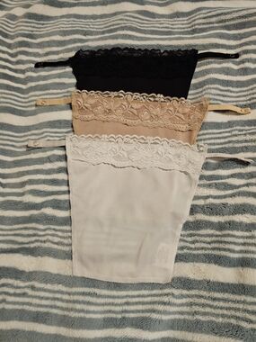 Lace Clip-on Mock Camisole Bra Insert Overlay Modesty Panel Black, Nude, White